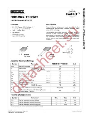 FDB33N25TM datasheet  